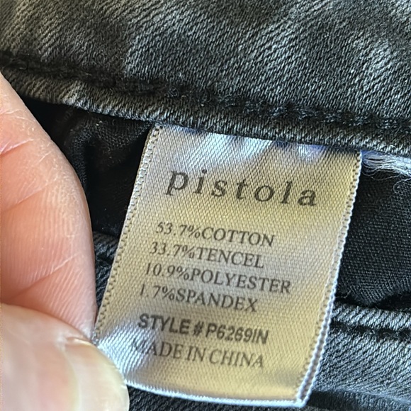 Pistola | Audrey moto skinny jeans low rise washed black denim ribbed knees - Picture 12 of 13